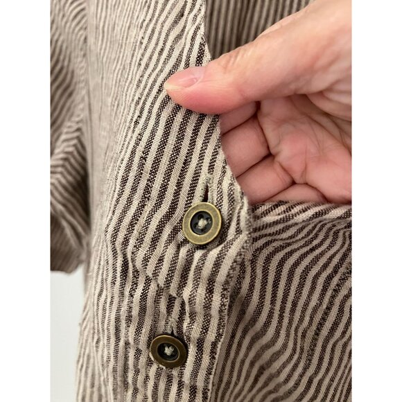 GUDRUN SJODEN 100% Linen Striped Button front Shirt Dress Pockets MEDIUM - Picture 7 of 8
